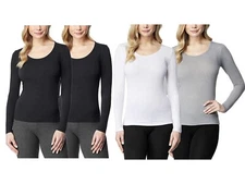 32 Degrees Heat 2 Pack Thermal Base Layer Long Sleeve Shirt Scoop Neck