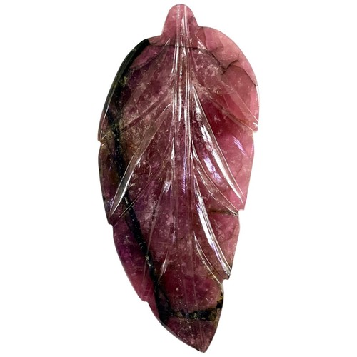 178 Cts Certified Natural Carved Tourmaline Leaf 93x38mm Bi Color Loose Gemstone - Picture 7 of 19
