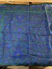 Vintage Berkshire Challis Square Floral Book-Matched Scarf Jeweled Tones Japan