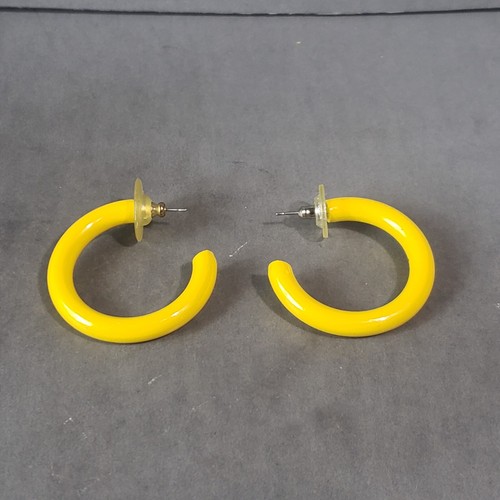 "Orecchini Cerchio Pendente Metallo Giallo Metà Secolo Modernisti Retro Boho Trafitti 1,25" - Foto 5 di 9