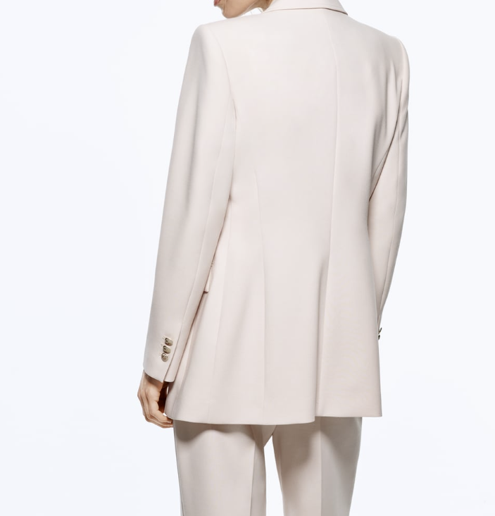 ZARA WOMAN NEW DOUBLE BREASTED LONG BLAZER BEIGE-PINK 2414 ZARA WOMAN NEW DOUBLE BREASTED LONG BLAZER BEIGE-PINK 2414
