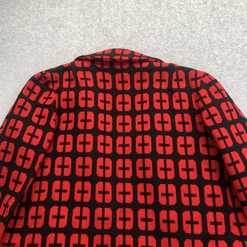 Vintage Cross AOP Open Front Cardigan Jacke Gr. L rot schwarz Kirche edel Ostern - Bild 6 von 11