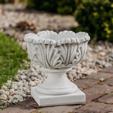 Pflanzgef&auml;&szlig; Eichenblatt Blumentopf  32 cm 15 kg 6 Liter Grau Beton frostsicher