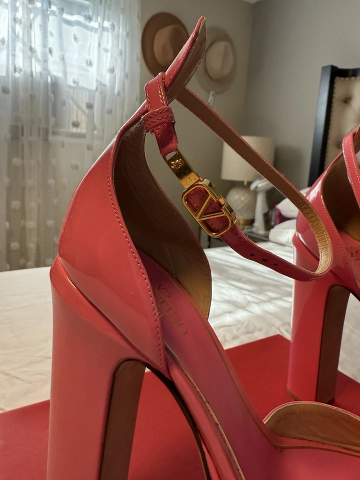 Valentino Garavani 棕褐色 Go 平台粉色漆皮高跟鞋 EU38 US8 — 第 4/4 张图片