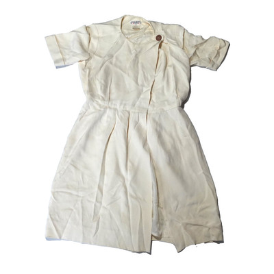 Vintage Yves Saint Laurent YSL Dress Sz 40 US 8 White Made In France BOHO Flawed