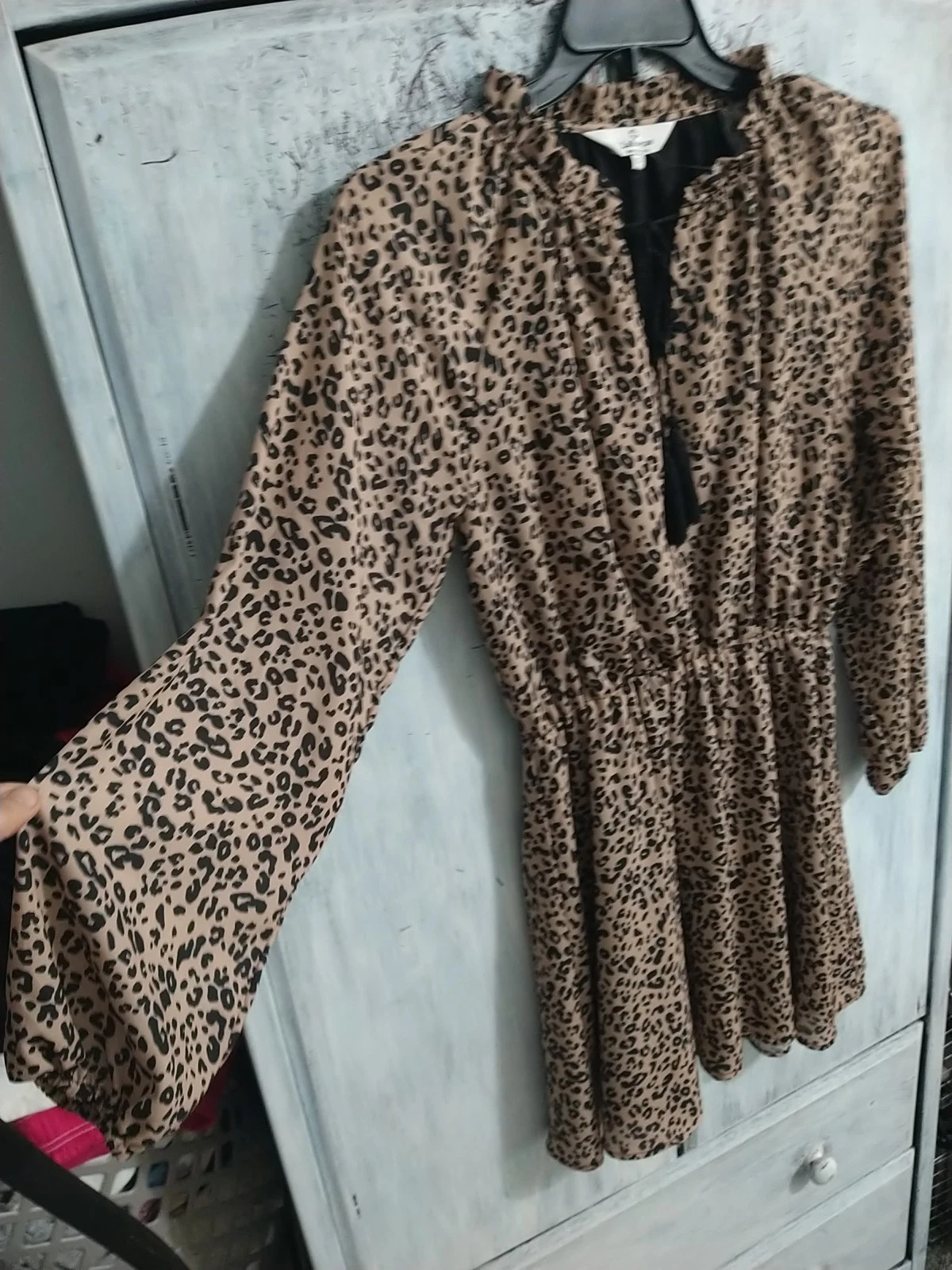 VETEMENTS Mini Abito LaRoque Y2k Boho Keopard Scollo Increspato Taglia S