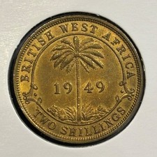 British West Africa 2 shillings 1949 KN George VI KM#29 Nickel Brass aXF B2710