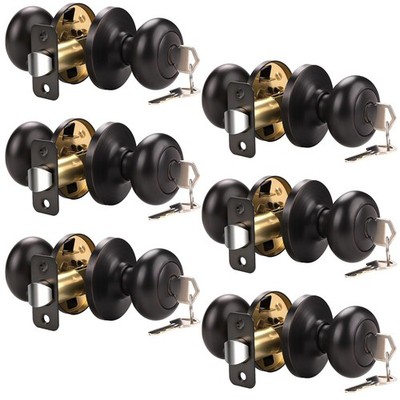 KNOBWELL 6 Pack Door Knob with Lock and Keys, Keyed Alike Entry Door Locks in