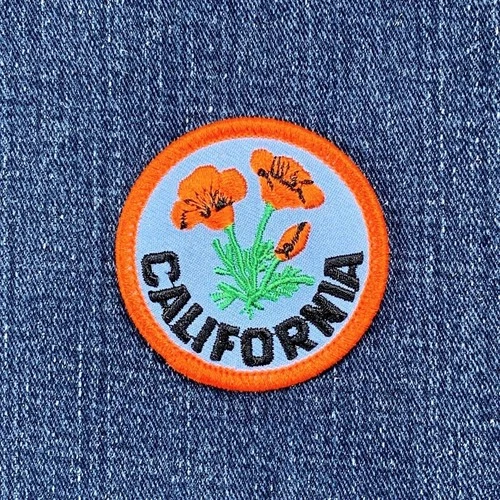 California Poppy Patch - Embroidered CA State Flower Badge 2" (Iron On)