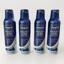 4 Pack Oral-B Mouth Sore Oral Rinse Soothing Mint 8 Fl Oz Exp 4/26
