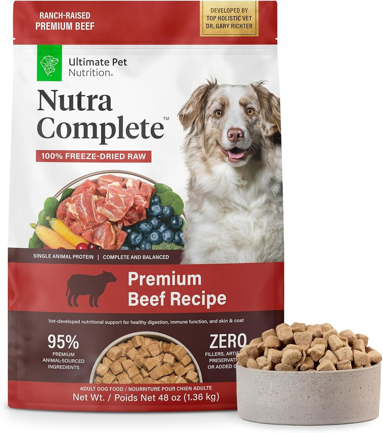 ULTIMATE PET NUTRITION Nutra Complete Freeze Dried Raw Dog Food, 3LBS Beef