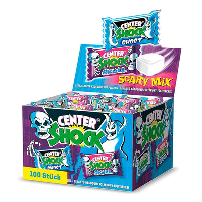 Center Shock Scary Mix, Box Mit 100 Kaugummis, Extra-Sauer Mit Verschiedenen Sor