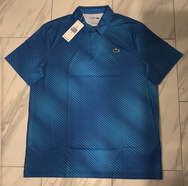 Lacoste Sport Men's Patterned Polo T-Shirt Blue $125 New