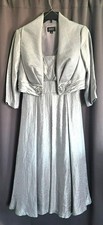 Adrianna Papell Occasions Gray Dress/Jacket with Jewels 2pc set Women's Size 8