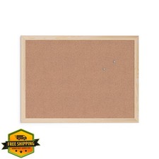 U Brands Cork Bulletin Board 18x24" Light Birch Wood Frame