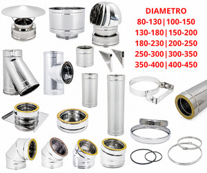KIT Canna Fumaria Coibentata Camino o Stufa Tubo INOX Doppia Parete