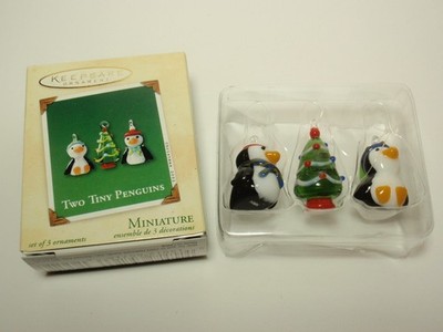 Hallmark Miniature Two Tiny Penguins Glass Ornament