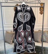 NWT Elegant Black and White Embroidered Kaftan SIZE 54