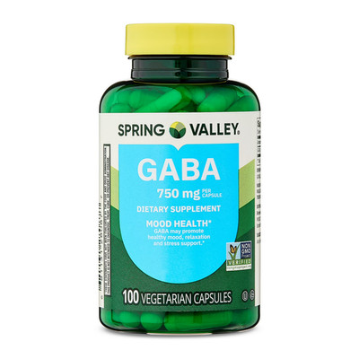 Spring Valley GABA 750 mg Mood Health Dietary Supplement 100 Capsules