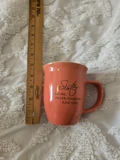 Sister Christian Mug By Abbey Gift Salmon Lime Interior Matthew 6:21 On Rim