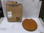 Decorative Wood Seat Round Closed Front With Cove Light Oak Finish & Brass Hinge