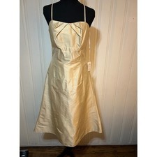 NWT Watters & Watters VTG Sz 10 Silk Champagne Midi Event Dress Bridal Glam
