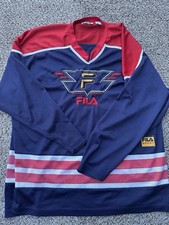 VTG 90s FILA JERSEY LARGE BLUE HIP HOP SPELL OUT LOGO SPORT Stitched