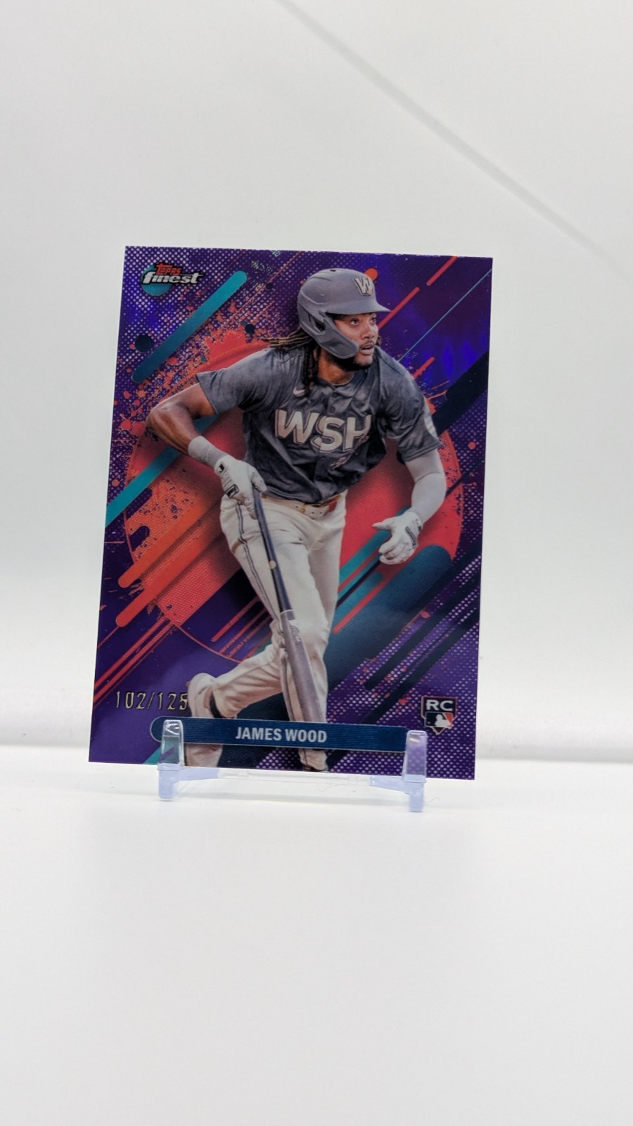 2025 Topps Finest James Wood #300 Rare Purple Refractor /125 RC Washington Nats