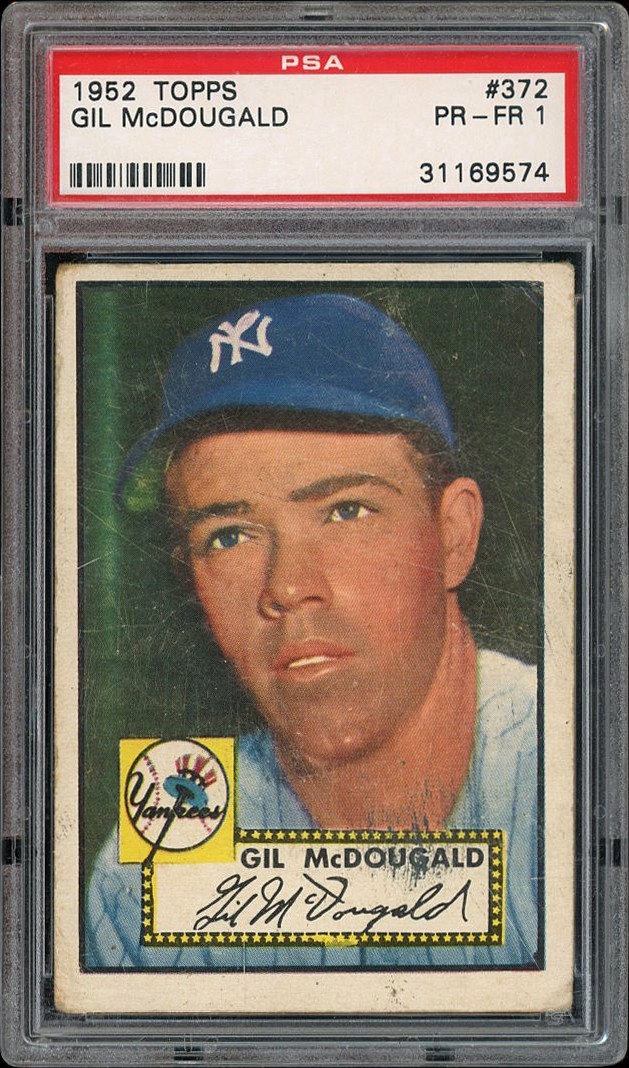 1952 Topps #372 Gil McDougald Hi Number  PSA 1
