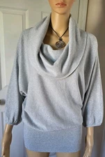 Style&Co Metallic Silver Long Sleeve Cowl Sweater Size Large 