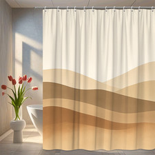 Modern Beige Abstract Shower Curtain for Bathroom Decor