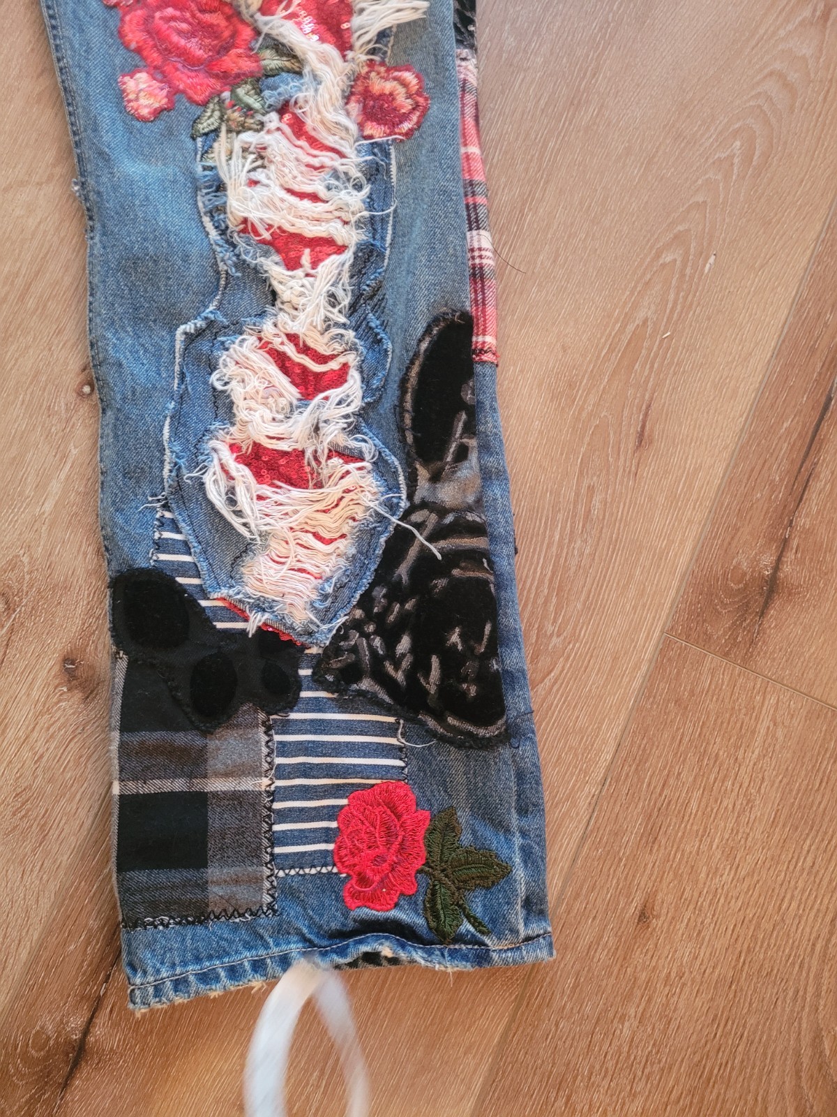 Custom Upcycled  patchwork jeans women.   Waist 3… - image 9