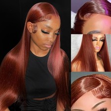 Reddish-brown 10-inch Straight 13 x 6 Lace Front Human Hair Wig Density