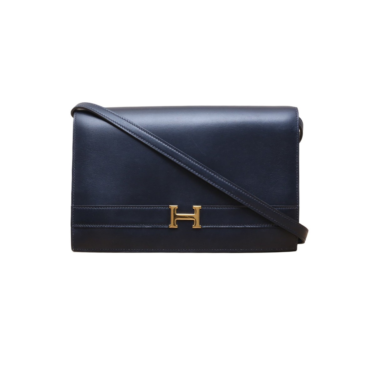 HERMES Vintage Shoulder Bag Bleu Indigo(76) Calfskin P235398758