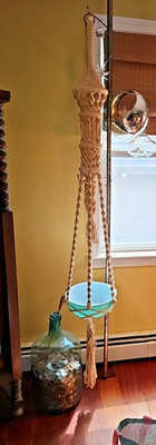 Large Vintage Macrame Plant Hanger  77  Hippie Boho  EXCELLENT!!