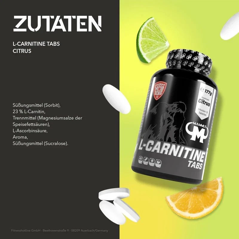 Mammut Nutrition L-Carnitine Tabs 80 Stück/Dose Citrus (68,59EUR/1000g) - Bild 3 von 4