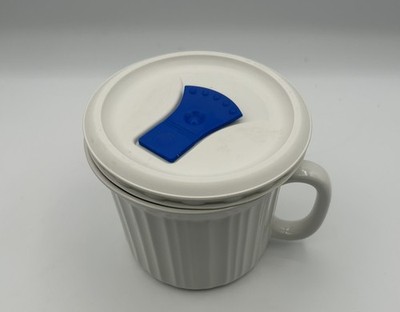 Corning Ware French White 20 oz. Soup Mug Vented Lid Pop-in Meal Mates Oven Safe