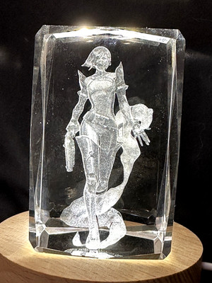 SUPIA Valorant 3D Laser Cut crystal  Glass Viper & LED Light Up Pedestal 3 