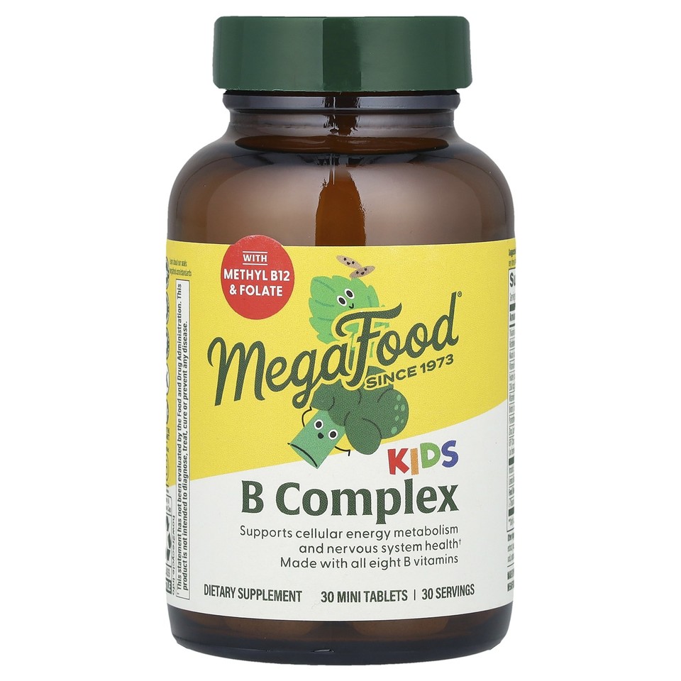 MegaFood Kids B Complex 30 Tablets Dairy-Free, Gluten-Free, Kosher, Multivitamin
