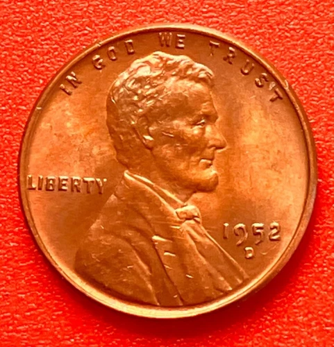 1952-D Lincoln Wheat Cent Penny GEM RED BU From an Original Bank Roll
