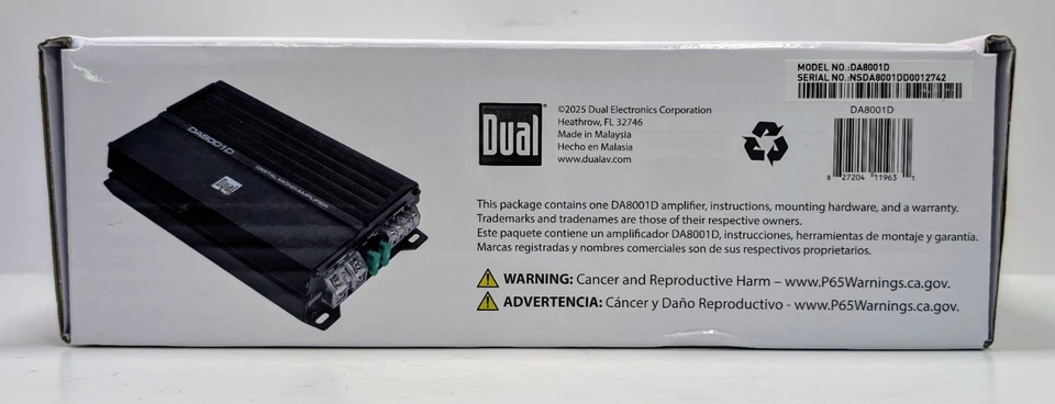 Dual Electronics Digital Mono Amplifier DA8001D NEW NIB - Image 3 of 4