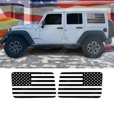 For Jeep Wrangler Pre-cut Vinyl Decal Us Flag Design Matte Black Rear Window