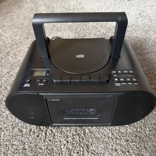 Onn Portable Boombox CD Cassette AM/FM 3.5mm AUX Black - Tested Works