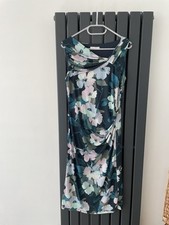 Kaliko Size 10 Navy Blue & Pink Floral Stretch Dress New