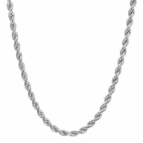 Solid 925 Sterling Silver Italian Rope Chain Mens Necklace 5mm - Diamond Cut
