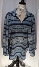 Eddie Bauer Pullover Mens Large Blue Aztec Fleece Sweater Geometric Outdoors