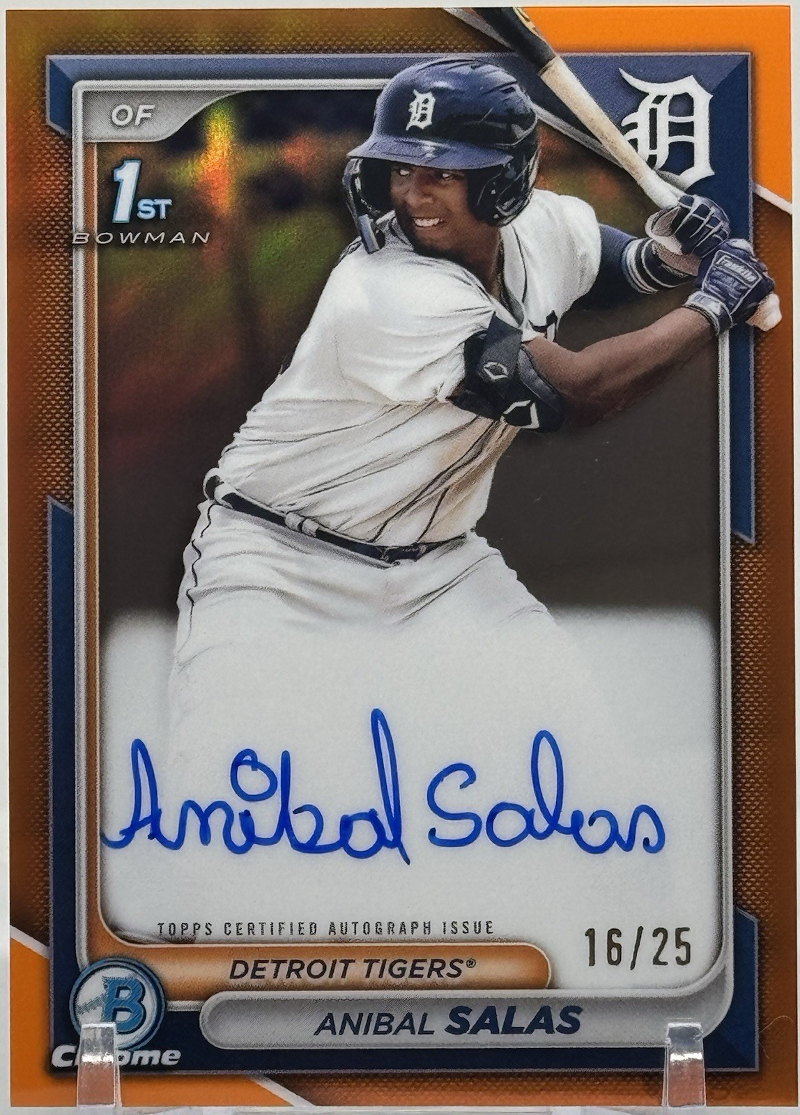 2024 Bowman Chrome Anibal Salas 1st Orange Refractor Auto /25 #CPA-ASA Tigers
