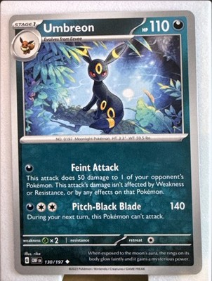 Umbreon 130/197 UC Obsidian Flames Pokemon NM/M OBF