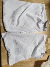 Jimmy Choo White Drawstring Shoe Dust Bag Pouch 100% Polyester Made in Italy