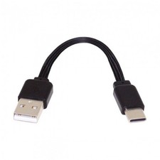 USB-C to USB 2.0 Flat Cable 13cm - Data Sync & Charge - Black